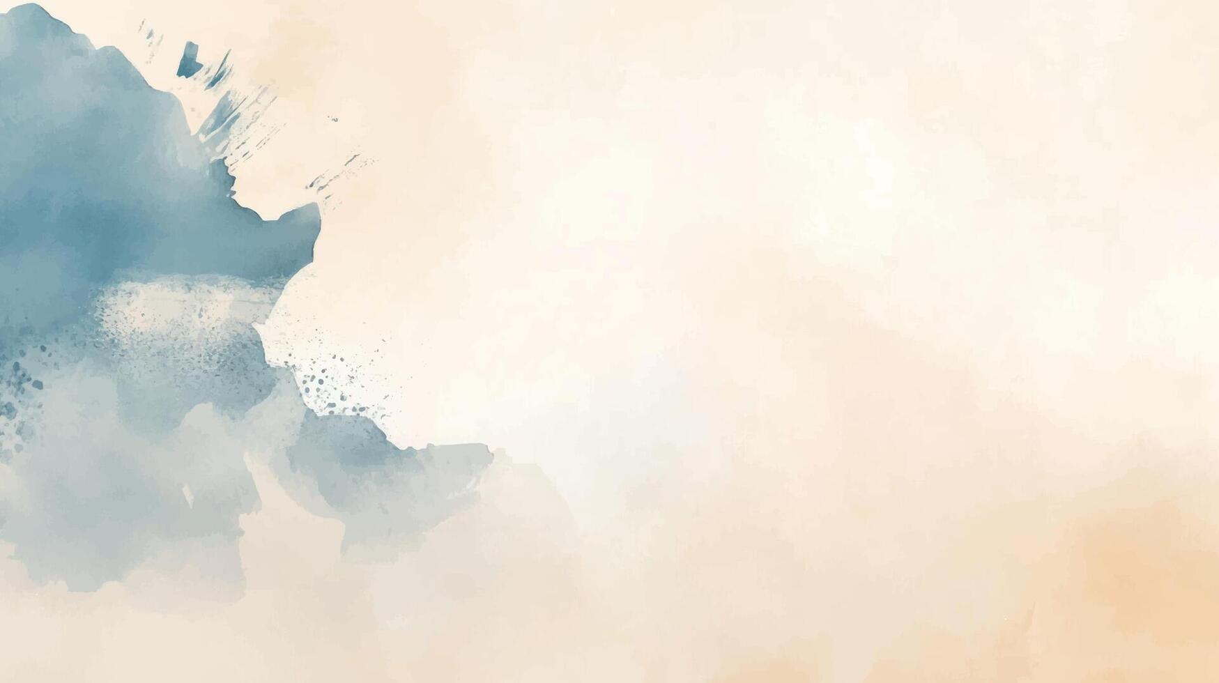 Abstract blue brown watercolor aesthetic horizontal background. Hand drawn Brush stroked painting splatter texture. pastel color vector