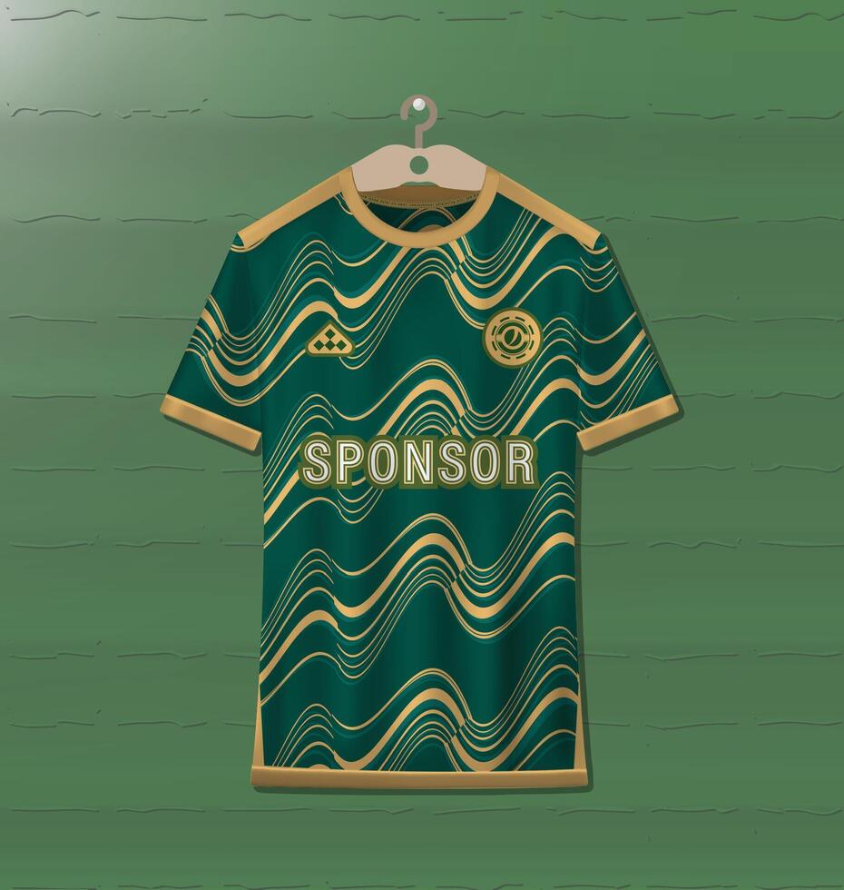 The sponsor's shirt is shown on a green background vector
