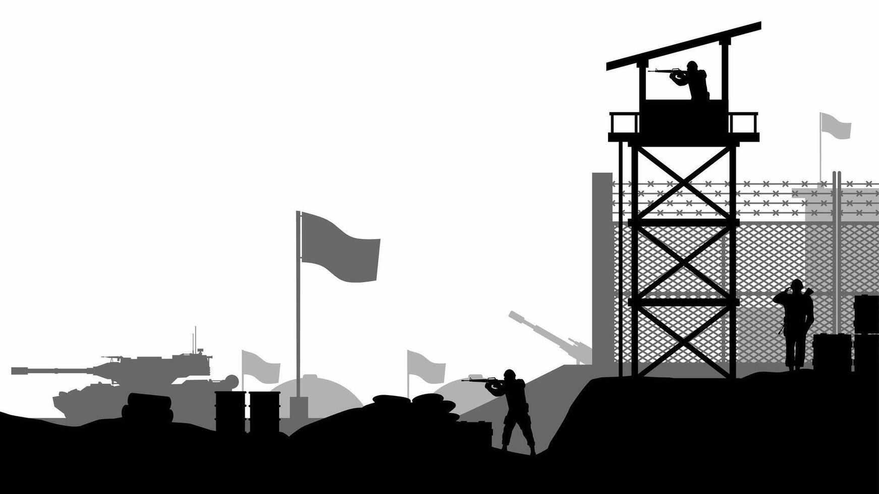 Landscape illustration of military base outpost vector