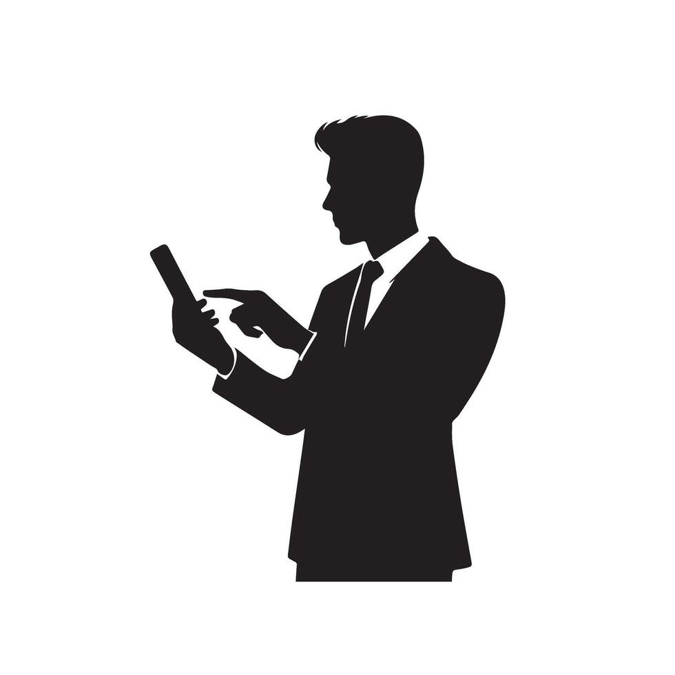 Man with phone silhouette. People with mobile silhouette. vector
