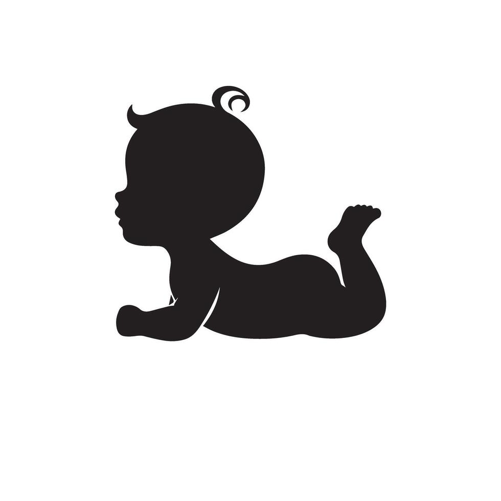 Infant or baby silhouette. Newborn baby silhouette. Baby silhouette. black and white. vector