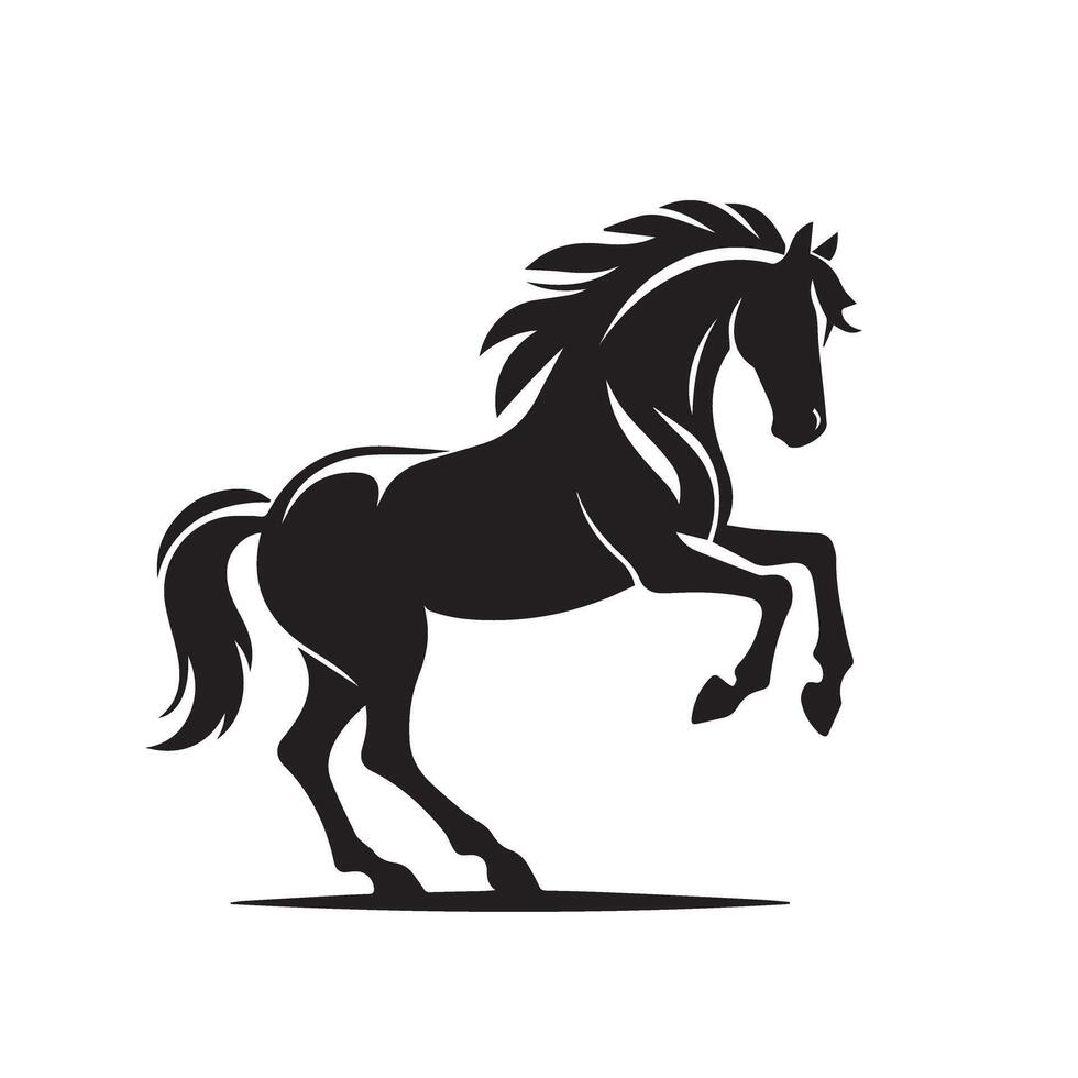 Horse silhouette. Arabian horse silhouette. Running horse silhouette black and white. vector