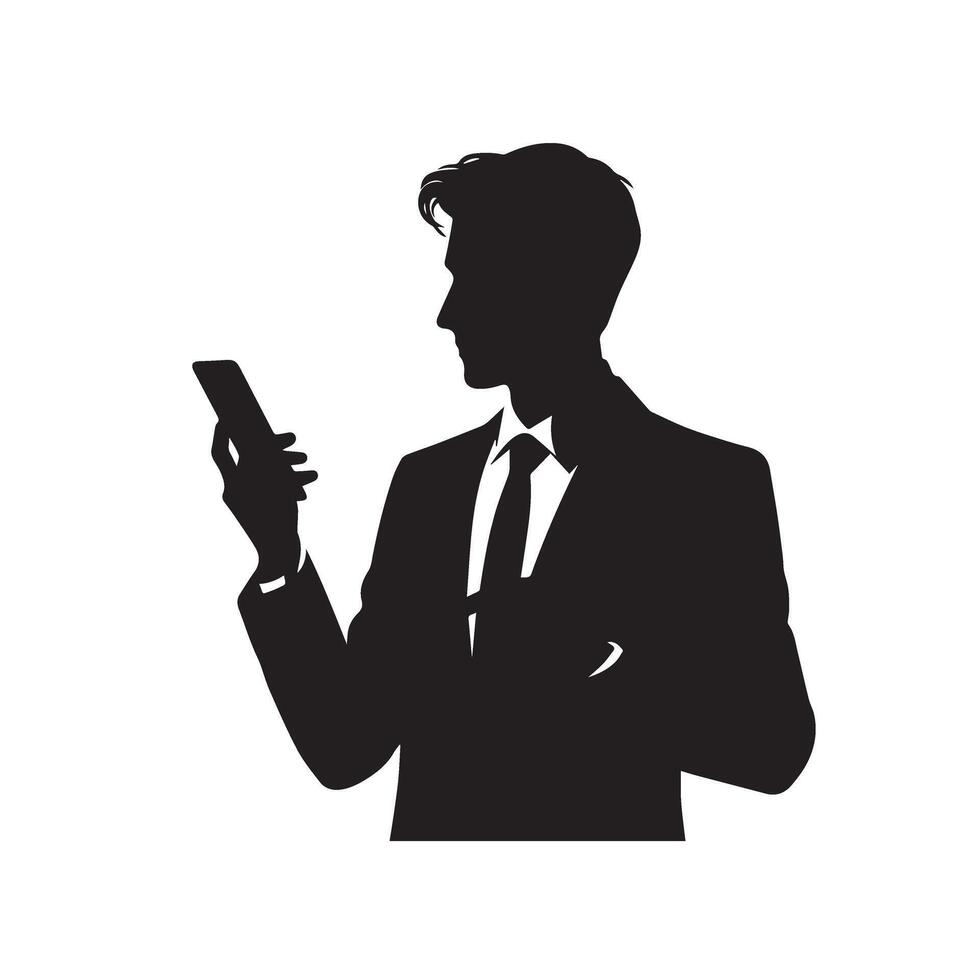 Man with phone silhouette. People with mobile silhouette. vector