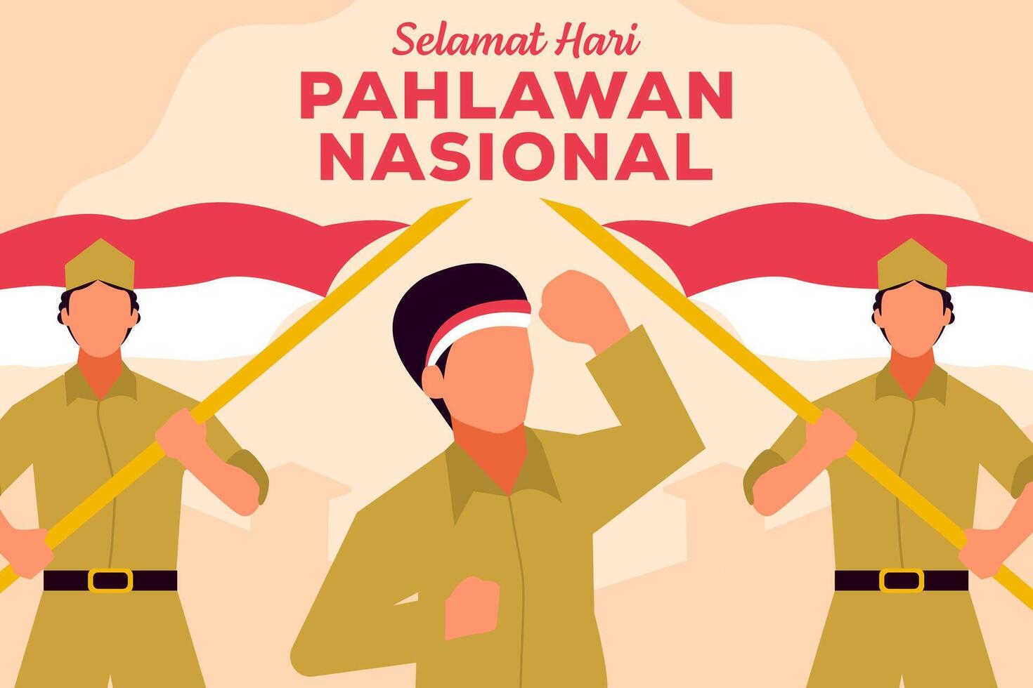Hari Pahlawan Nasional background illustration in flat style vector