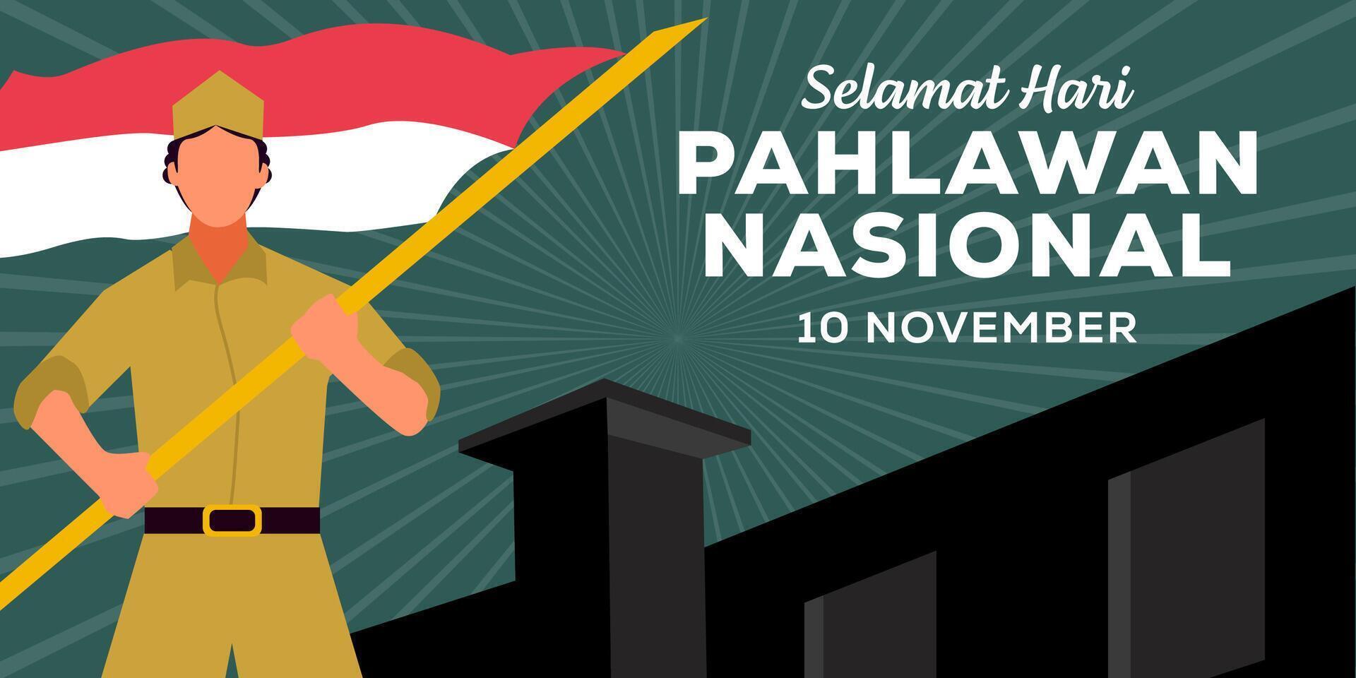 Hari Pahlawan Nasional horizontal banner illustration vector