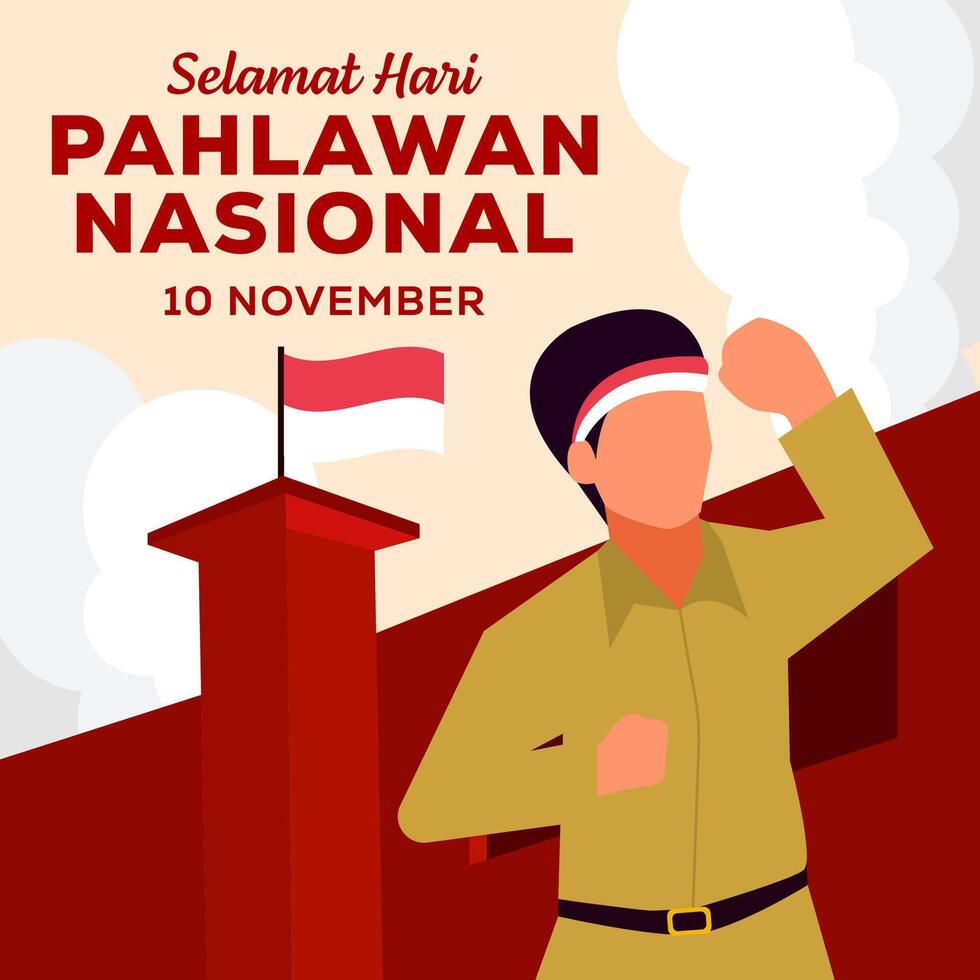 flat design style Hari Pahlawan Nasional illustration vector