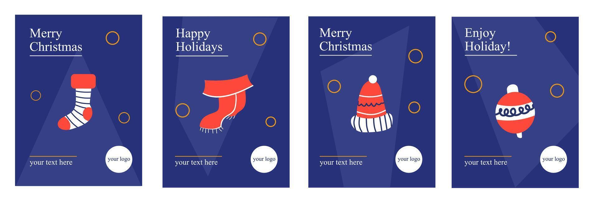 Set of merry Christmas greeting collection with flat element on simple background good for sale promotion, card, gift, poster, flyer and banner. vector