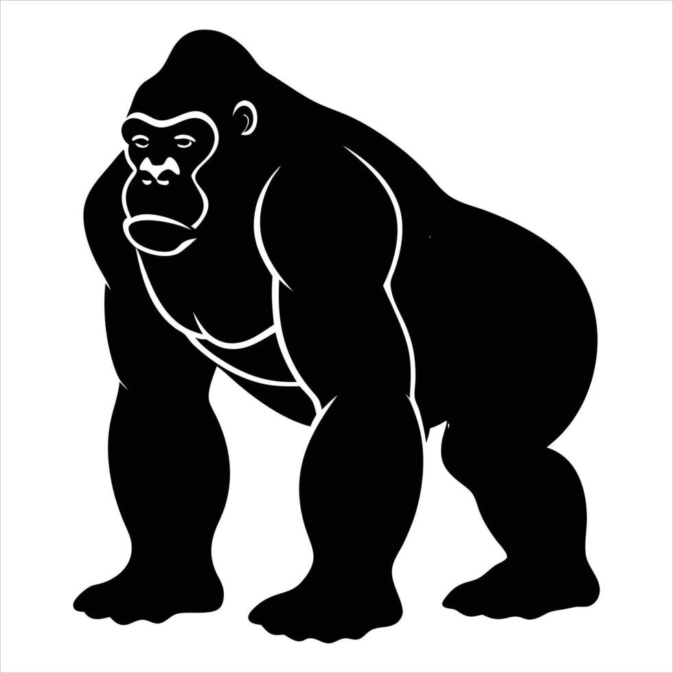 Gorilla silhouette isolated on white background vector