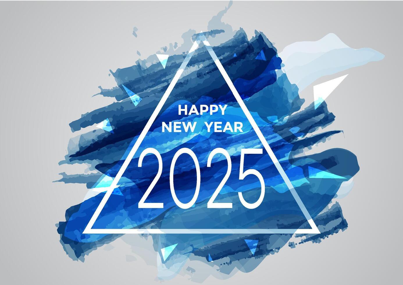 Watercolor Abstract Blue Waves Happy New Year 2025 Background vector