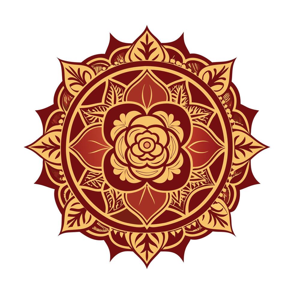 Colorful circle mehndi invitation card mandala. vector