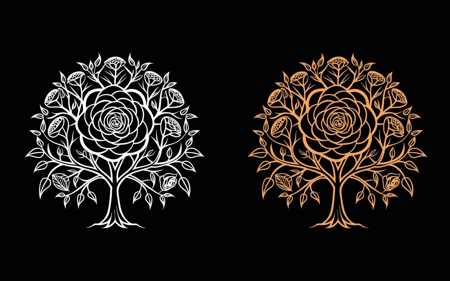 Easy line artwork creative rose flower tree mandala design for free download. vector