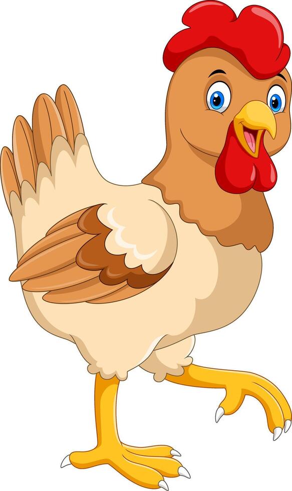 Cute cartoon hen on white background vector