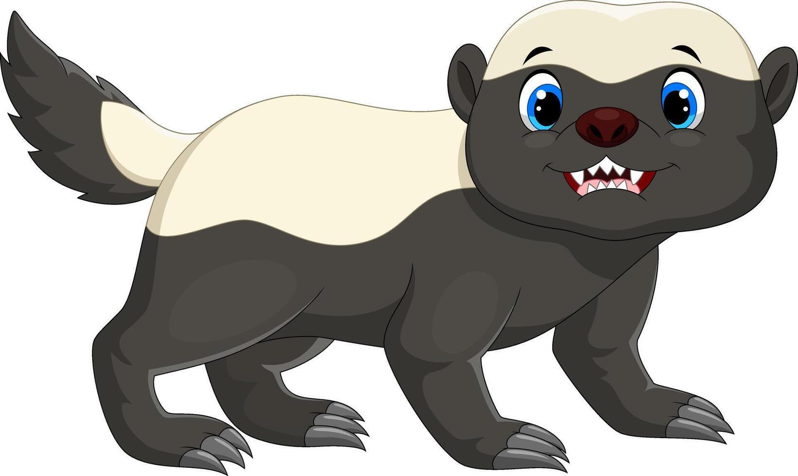 Cartoon funny honey badger isolated on white background vector