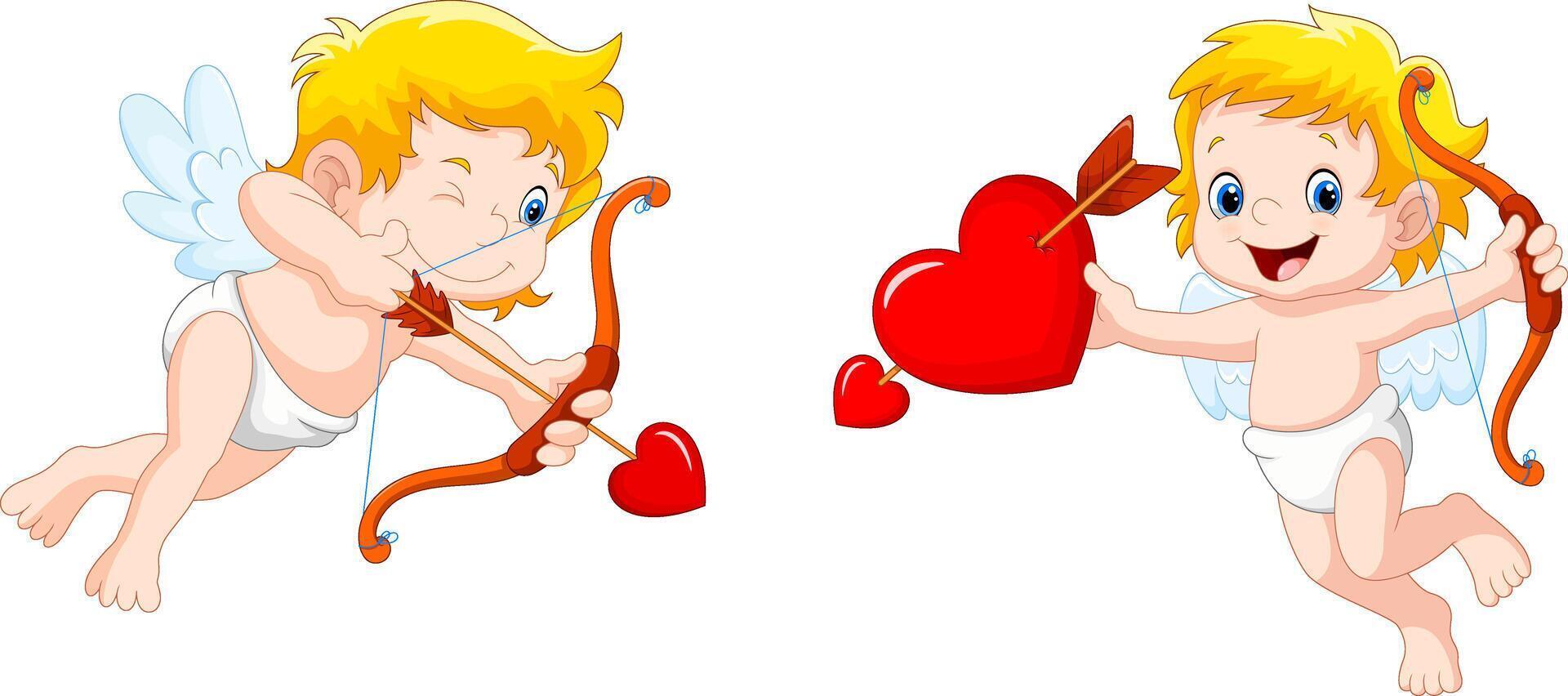 Cartoon little cupid on white background vector