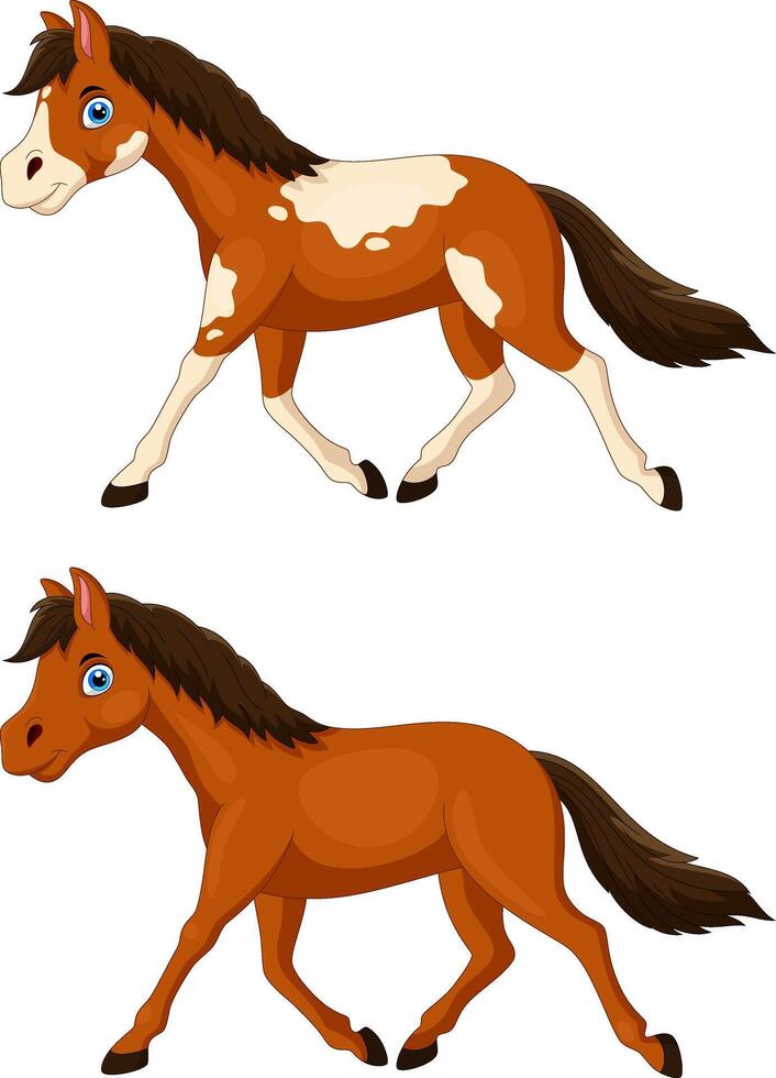 Cute brown horse cartoon vector
