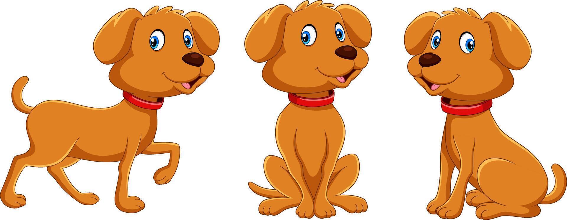 Set of dog cartoon character on white background vector