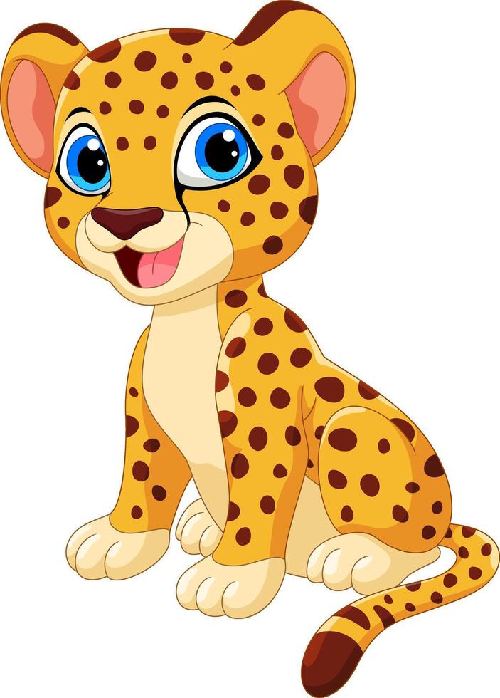 Cartoon cute baby cheetah sitting vector