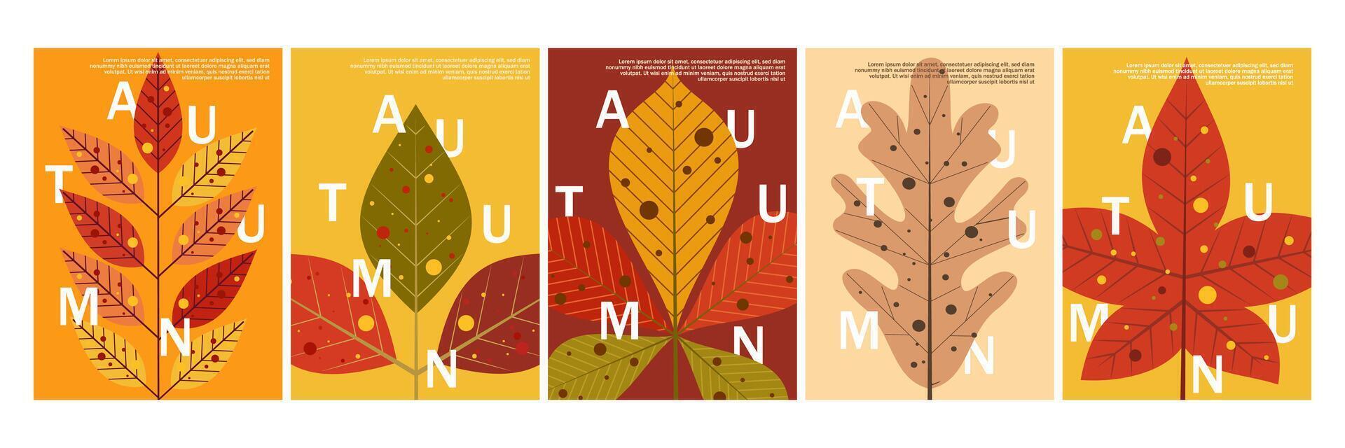 Autumn illustrations set. Patterns simple pictures. Background for sale banner, poster, flyer, cover. Autumn card. vector