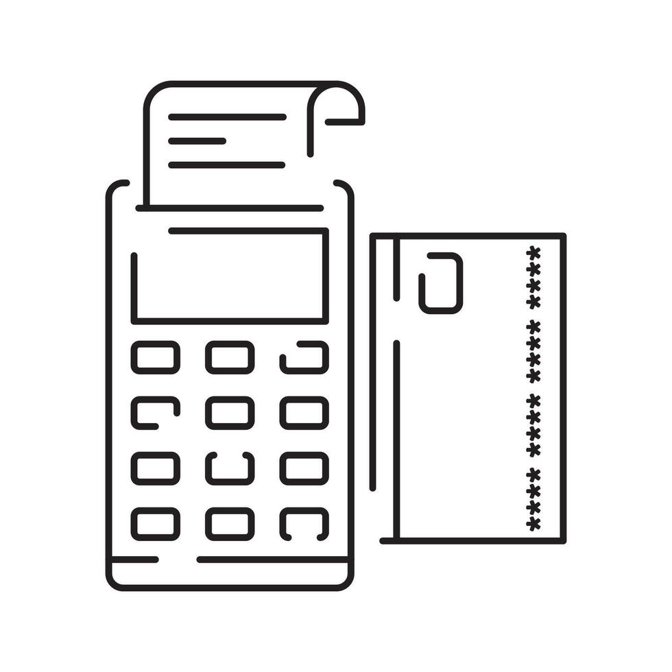 Pos Terminal Payment line icon with Credit Card and Check sign element vector