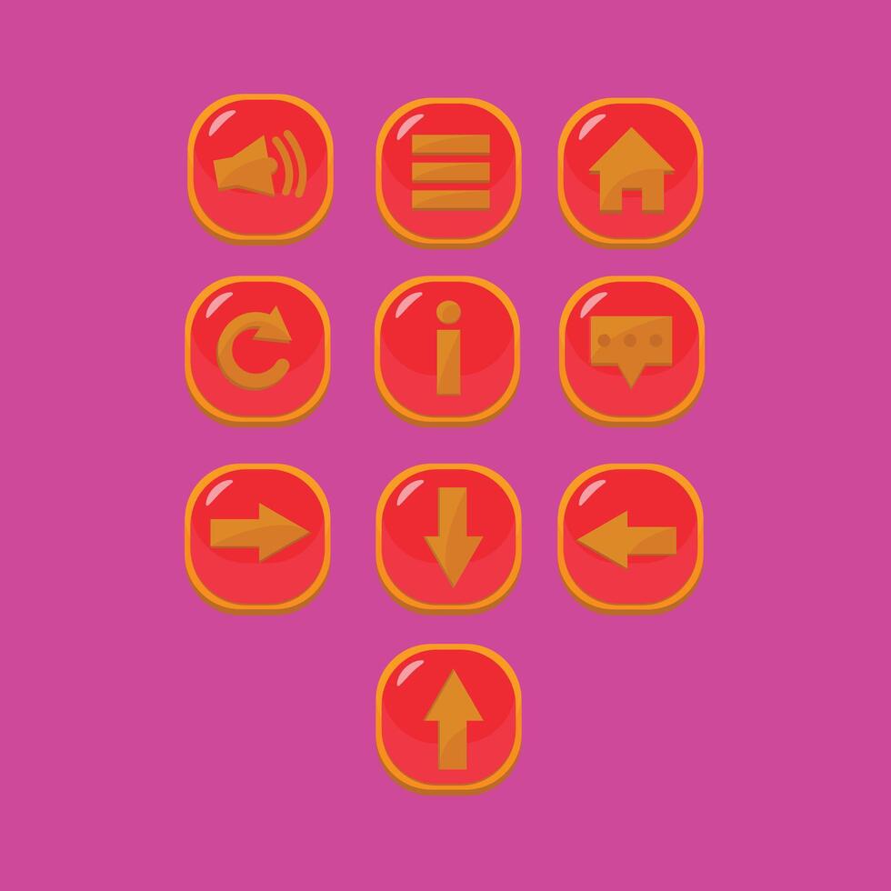 Icon button for 2D game vector