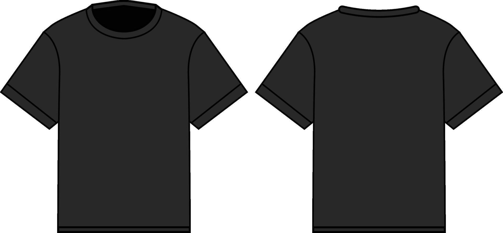 Black t shirt mock up outline design vector