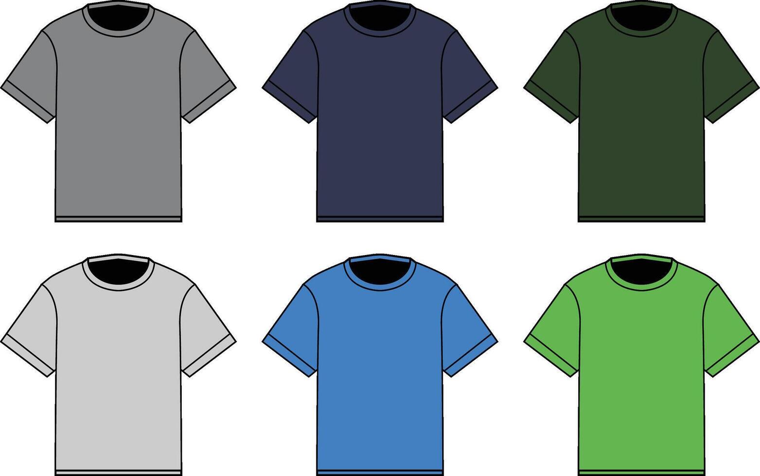 T shirt mock up outline design collection vector