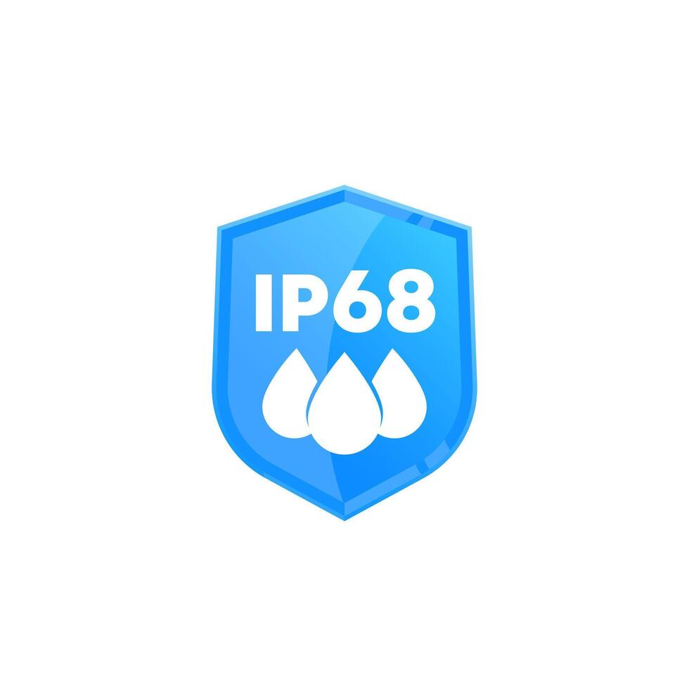 IP68 rating, waterproof icon, water resistant vector