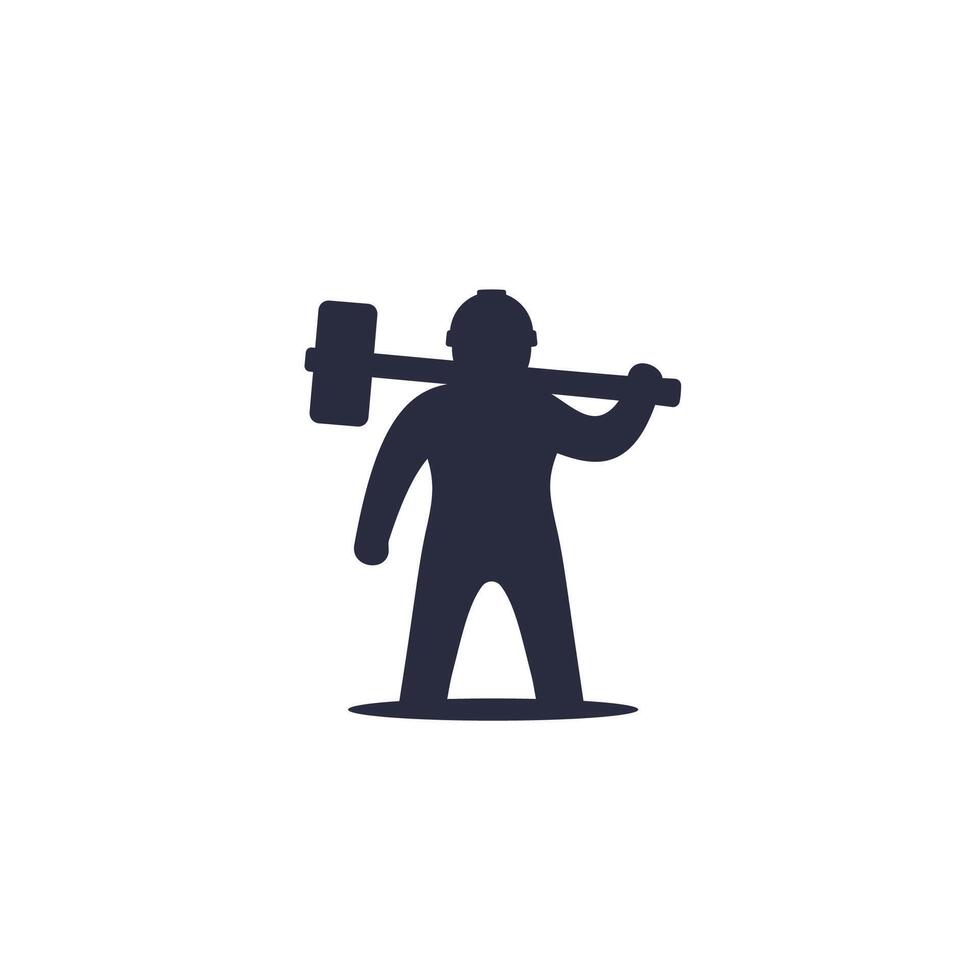 man with sledgehammer icon on white vector