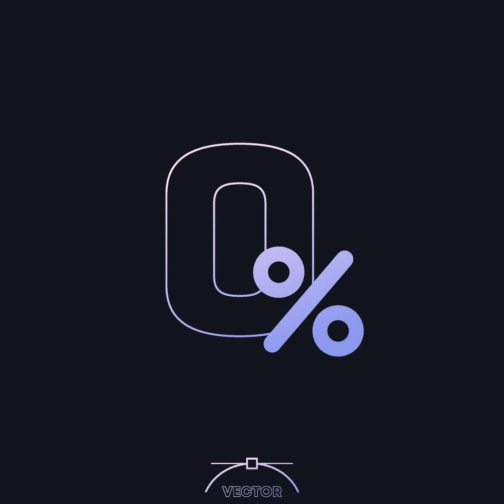 zero percent icon with a gradient vector