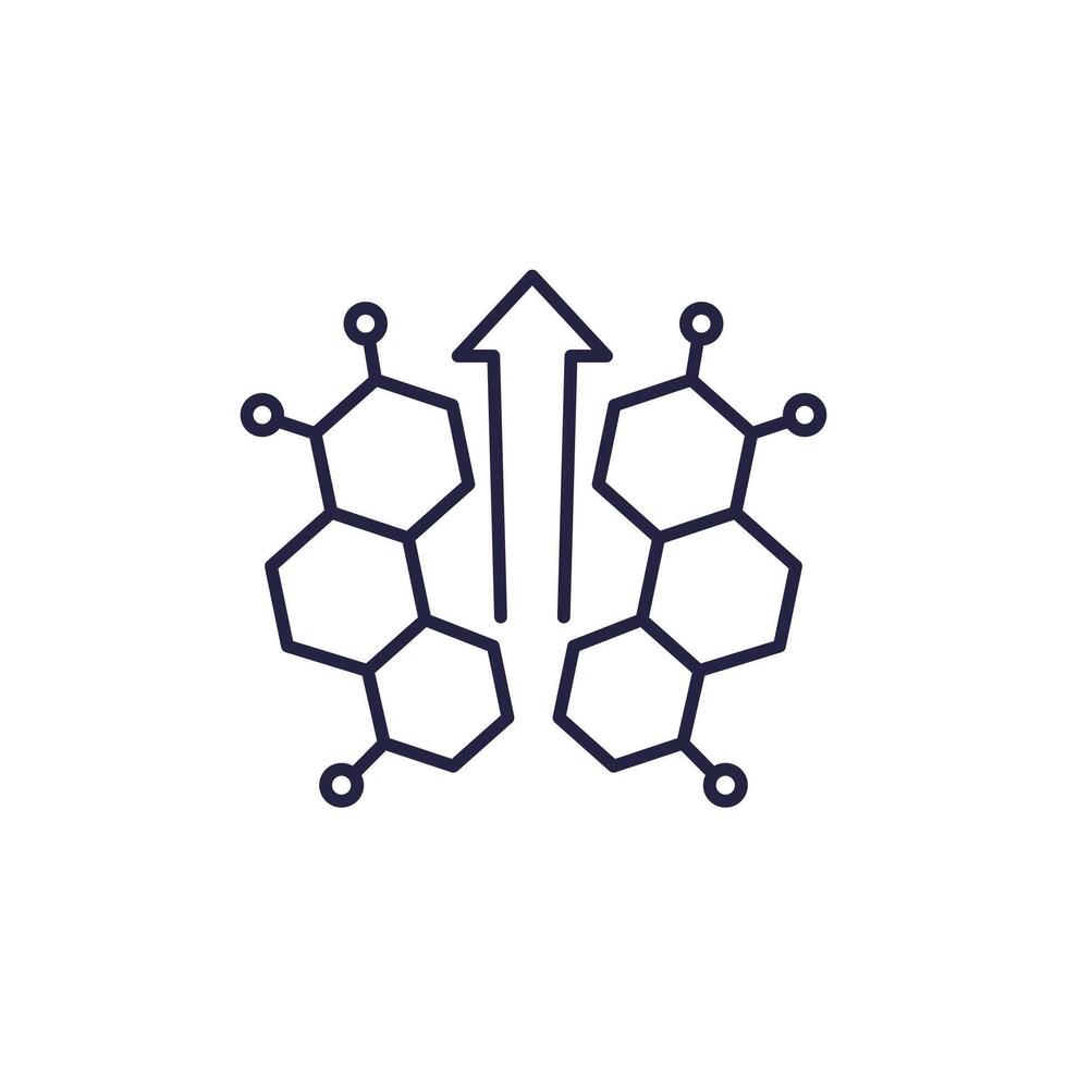 hormonal boost, increase hormone levels line icon vector