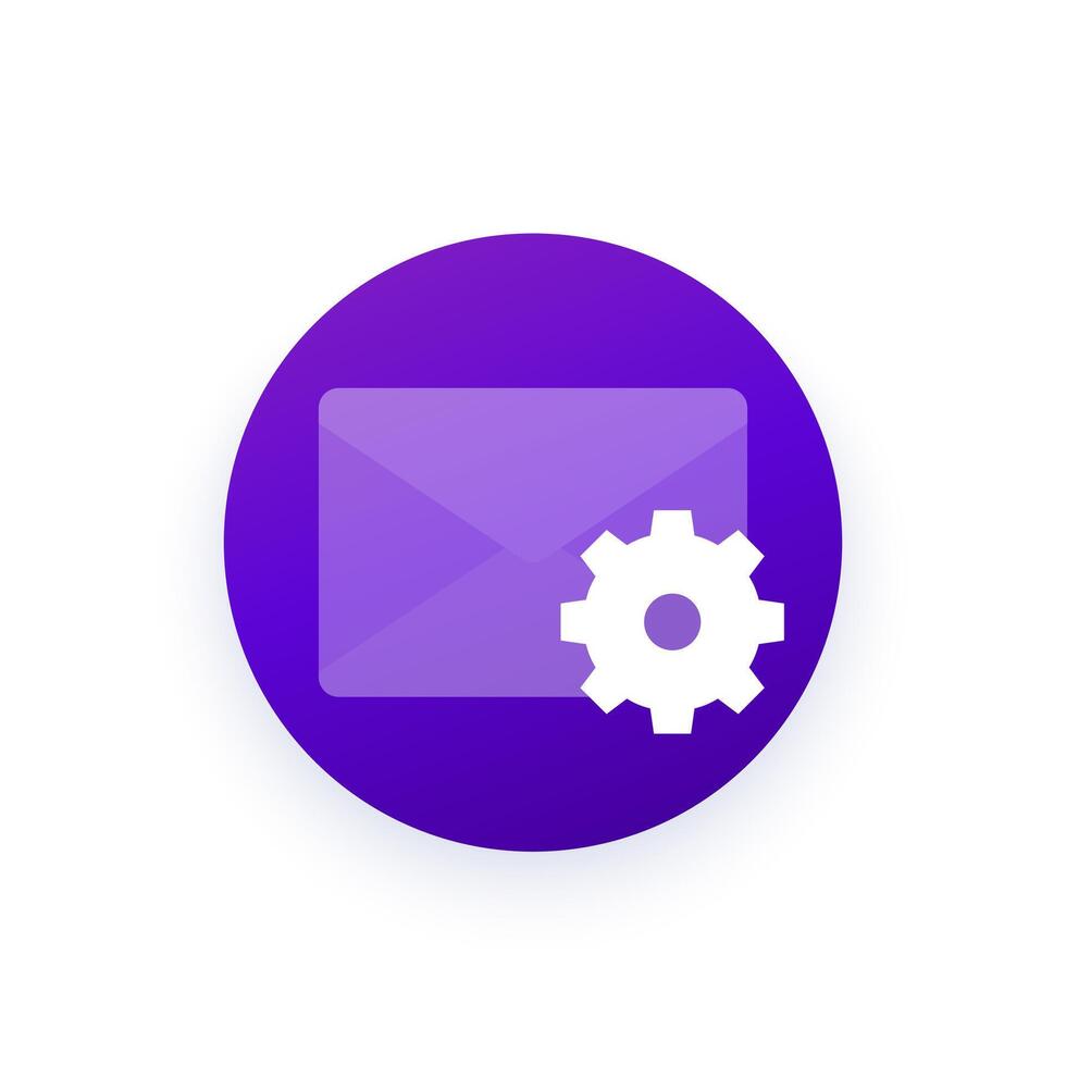 email and gear icon, mail settings vector