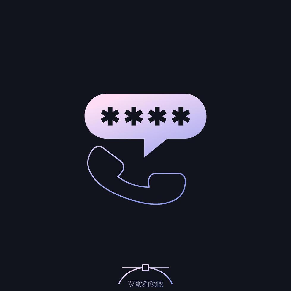 Encrypted phone call icon with gradient vector
