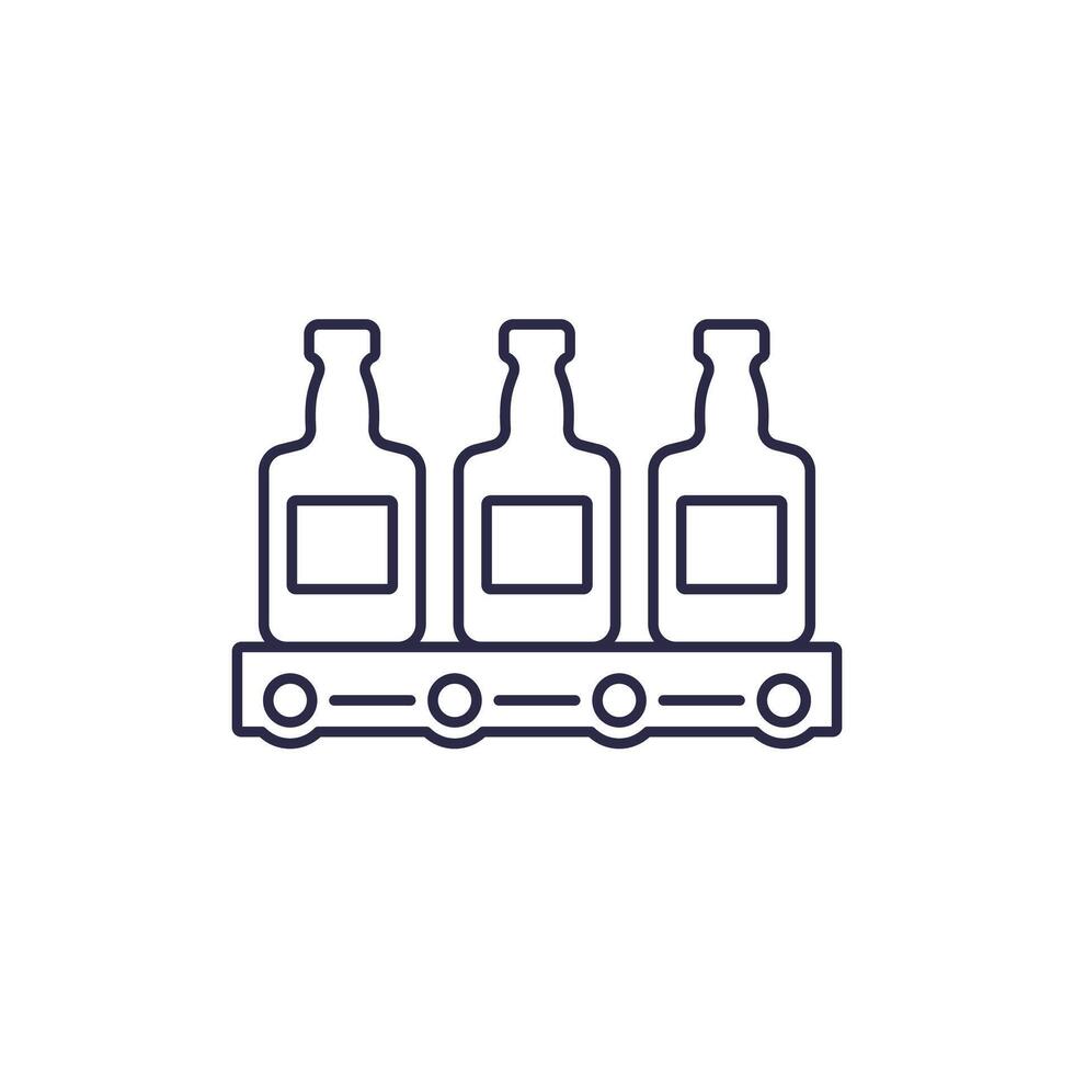 Alcohol production line icon with whiskey vector