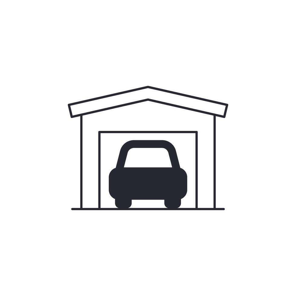 Garage icon with a car on white vector