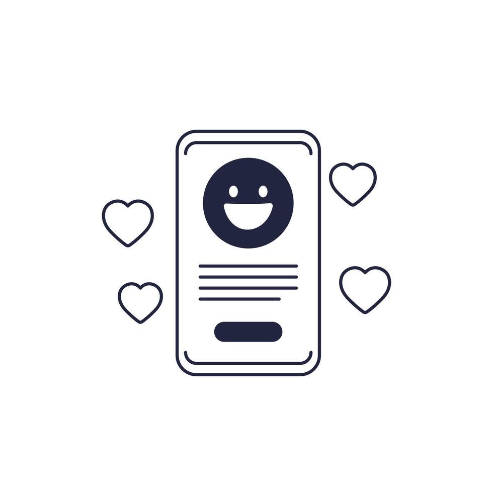 good review icon with a smart phone on white vector