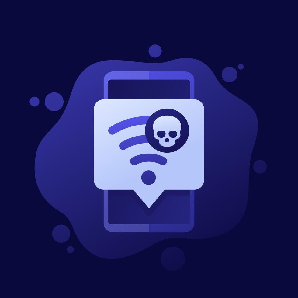 unsafe wi-fi connection icon with a smart phone, design vector