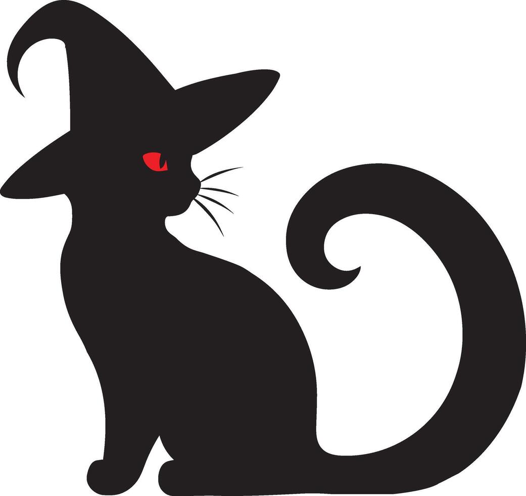 Halloween cat art and black silhouette vector