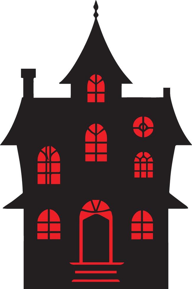Halloween house art and silhouette design vector