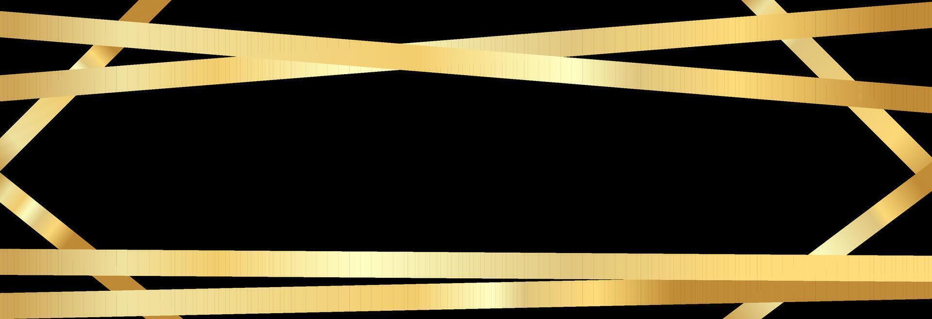 Gold ribbons on a black background. vector
