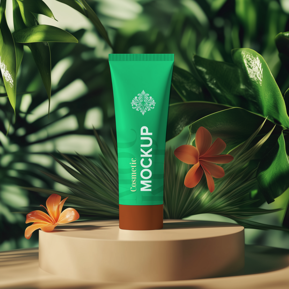 Realistic Cosmetic Tube and Jar Mockup psd