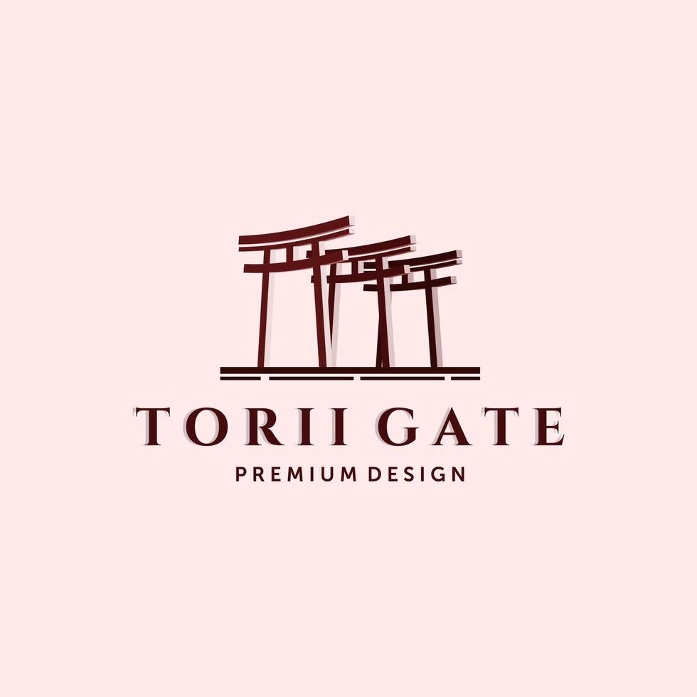 Torii or Japanese Traditional Gate Logo Illustration Design. Modern Creative Torii Illustration Logo Concept. Sacred Gate, Holy Gate, Torii Gate or Japanese Shinto Symbol Illustration Concept vector