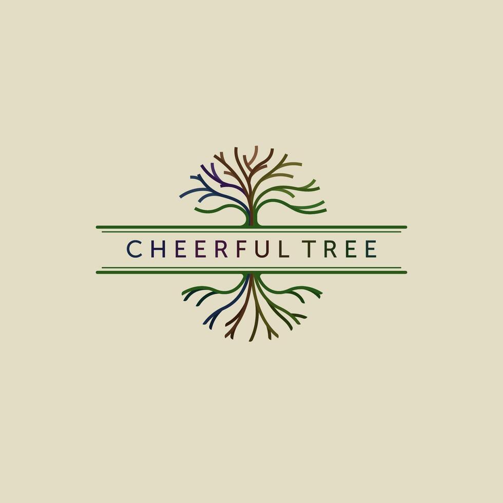 Abstract root and tree logo . Cheerful tree design with vibrant colors vector