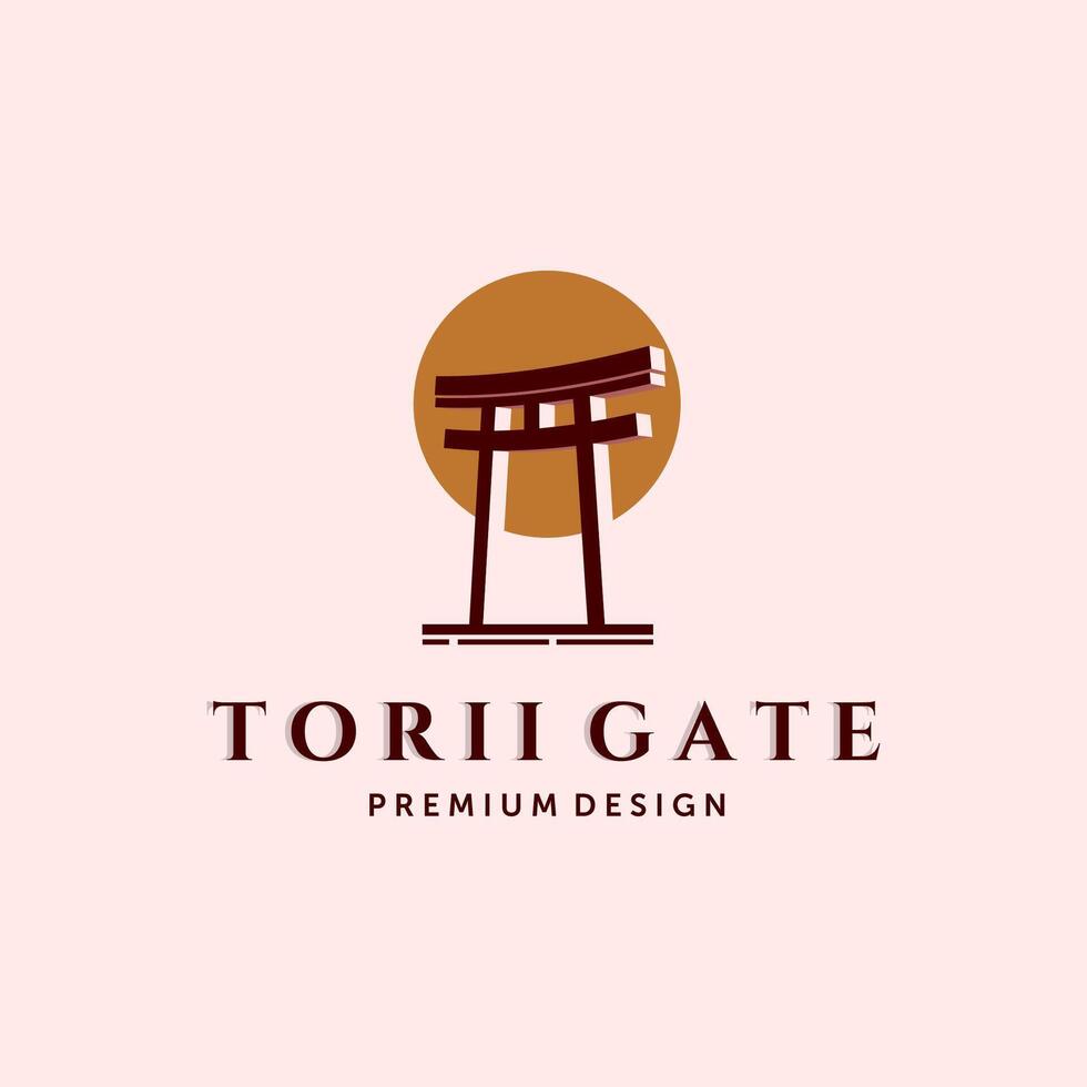 Torii or Japanese Traditional Gate Logo Illustration Design. Modern Creative Torii Illustration Logo Concept. Sacred Gate, Holy Gate, Torii Gate or Japanese Shinto Shrine Illustration Concept vector