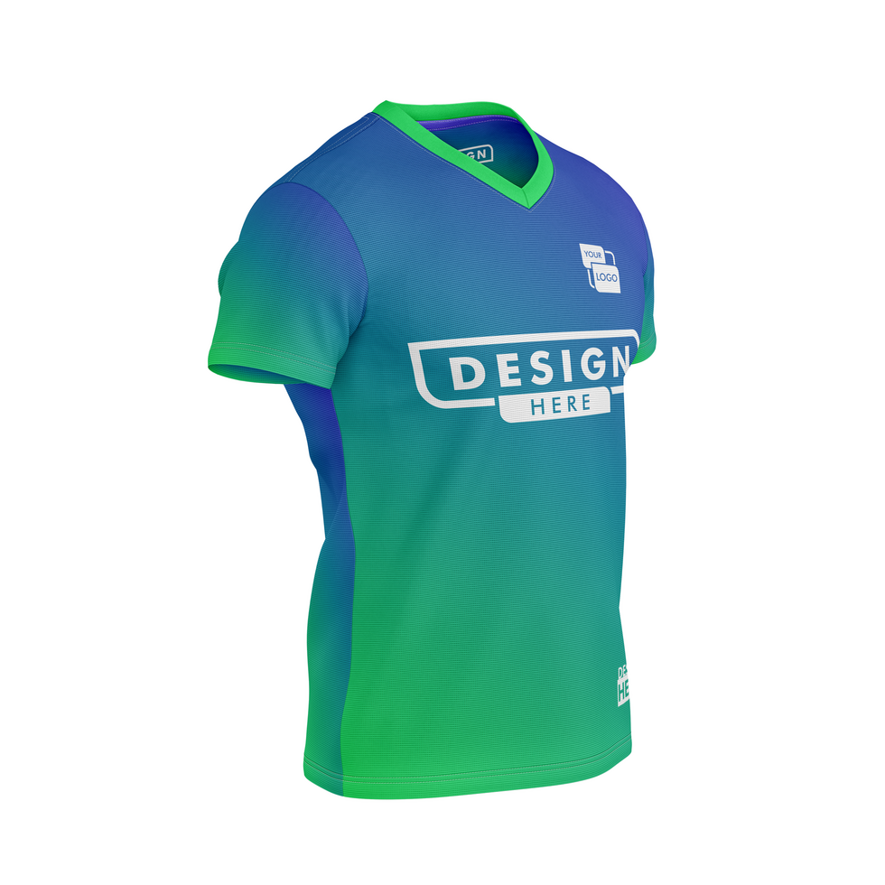 mens v neck short sleeve tshirt jersey mockup frotn halfside view psd