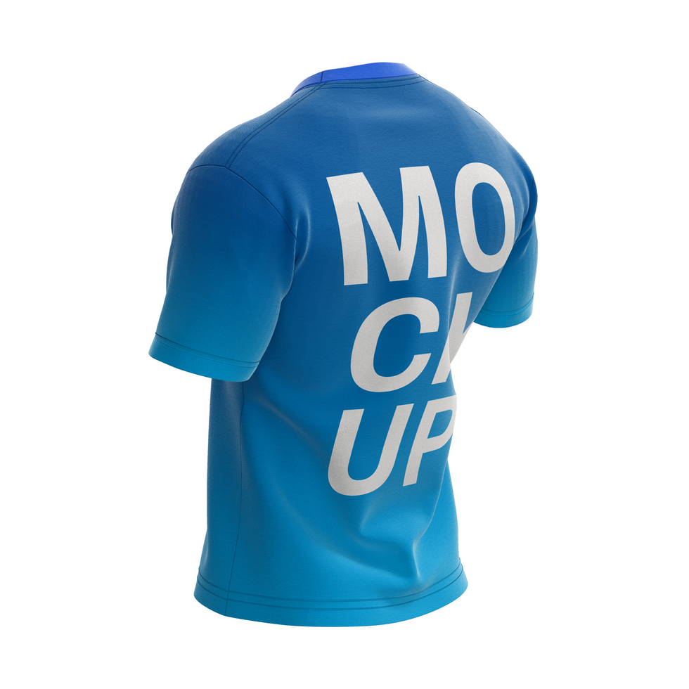 mens o neck short sleeve tshirt jersey mockup back halfside view psd