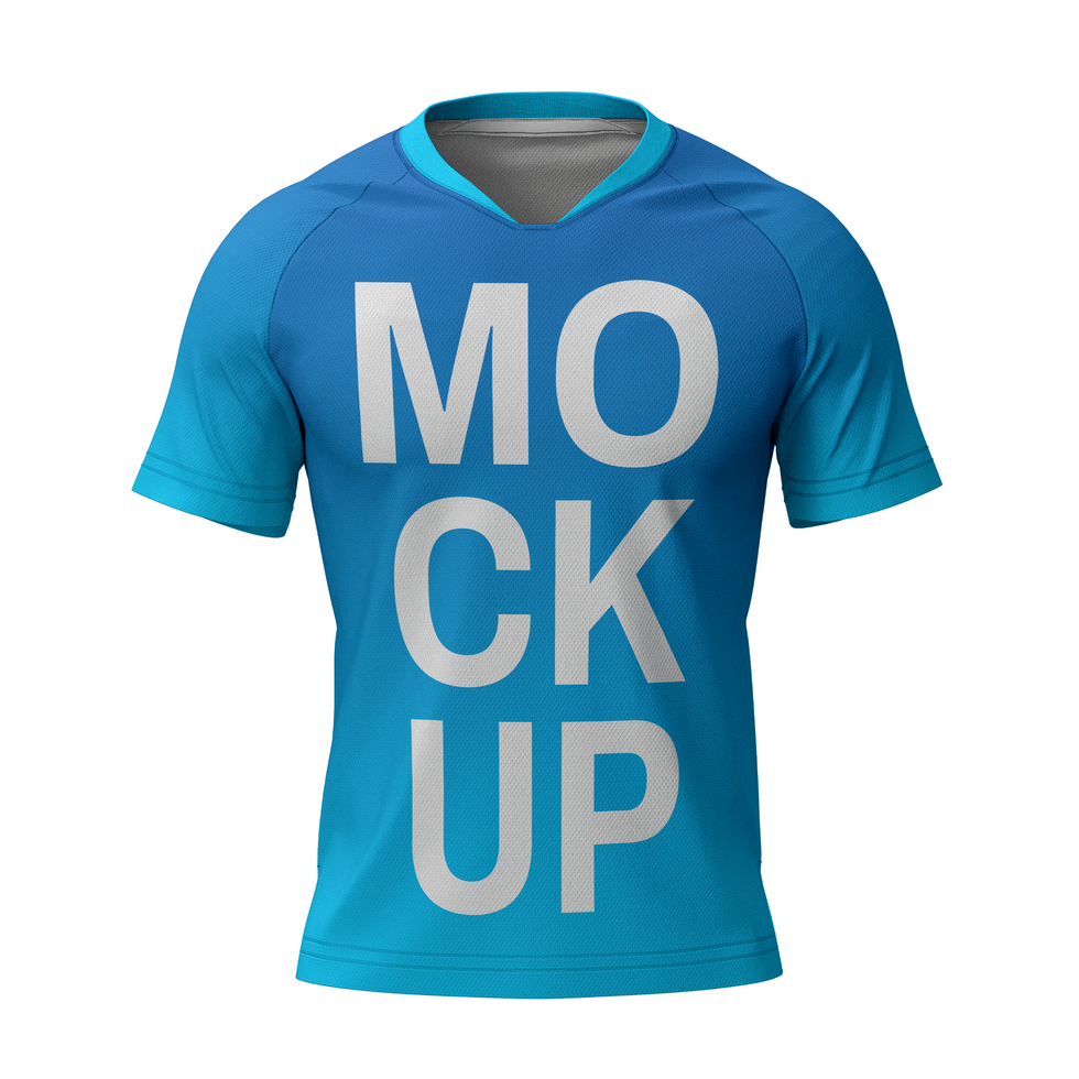 V neck raglan short sleeve tshirt jersey mockup front view psd