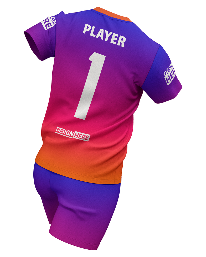 running set v neck short sleeve tshirt jersey mockup pose back view psd