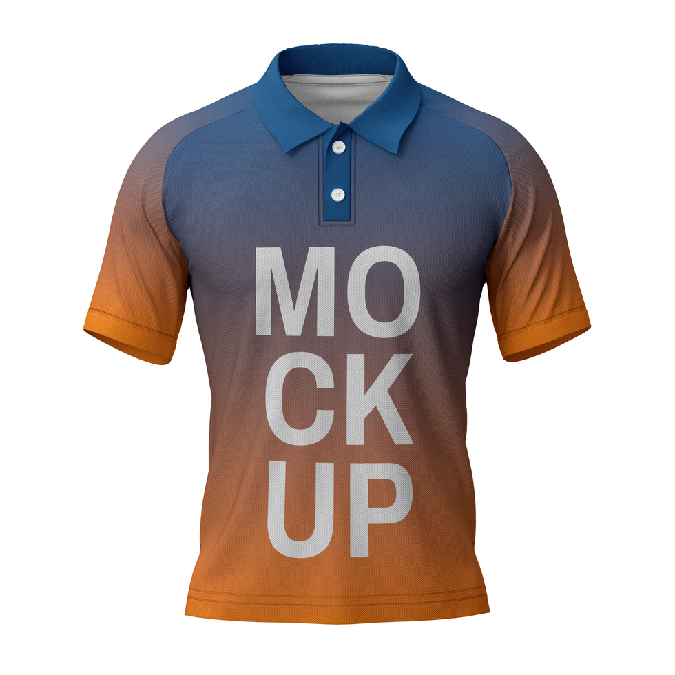 mens raglan polo shirt short sleeve jersey mockup front view psd