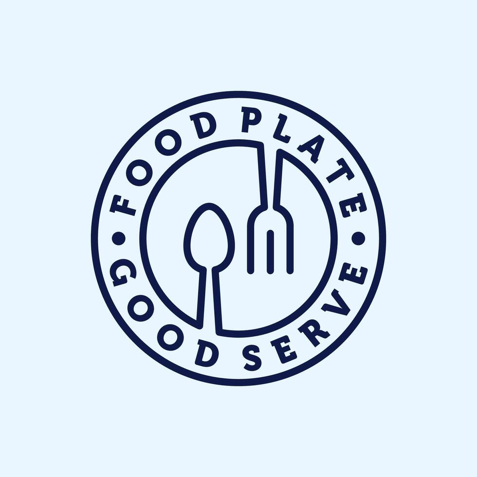 Restaurant or Cafe Line Art Modern Logo Illustration Design. Fork and Spoon Modern Simple Minimalist Logo Concept. Food Logo Design Inspiration vector