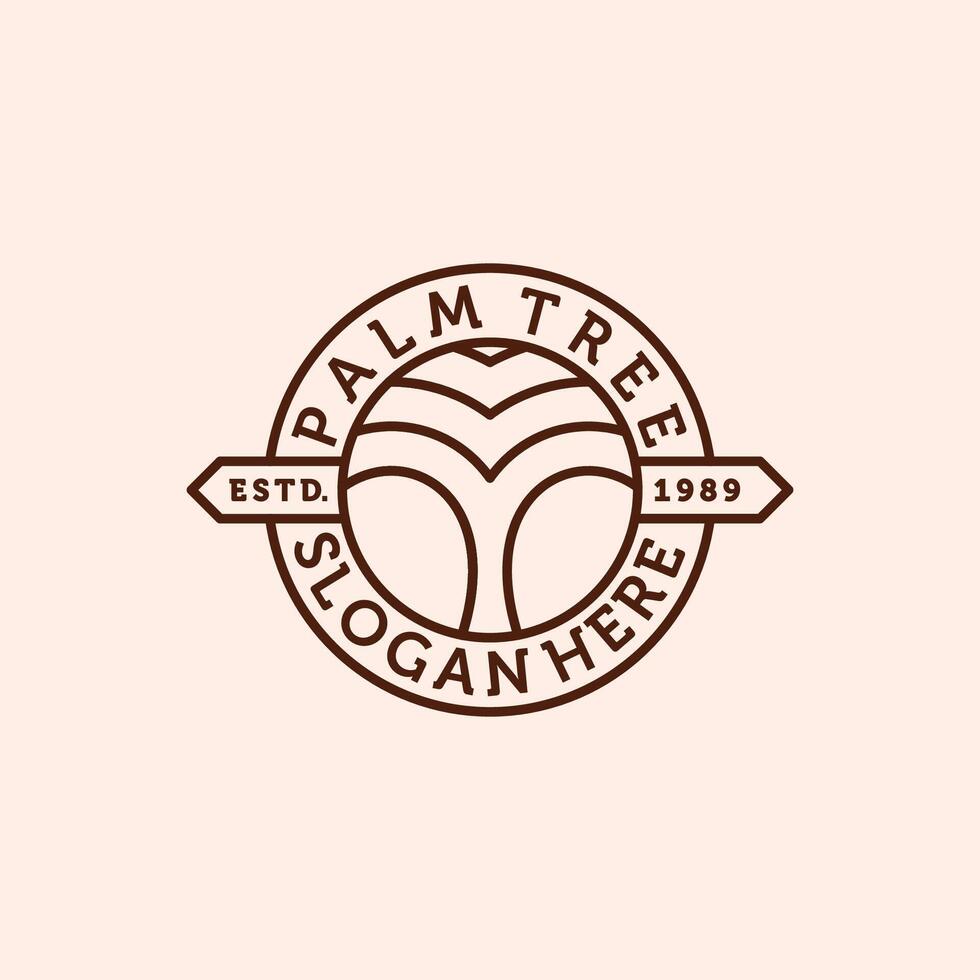 Palm or Coconut Line Art Logo Illustration Design. Modern Creative Line Art Palm Logo Badge Template Design. Palm Tree Illustration Logo Concept. vector